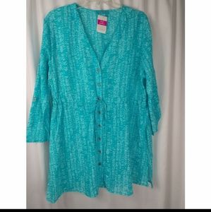 Fresh Produce Turquoise Tunic with buttons